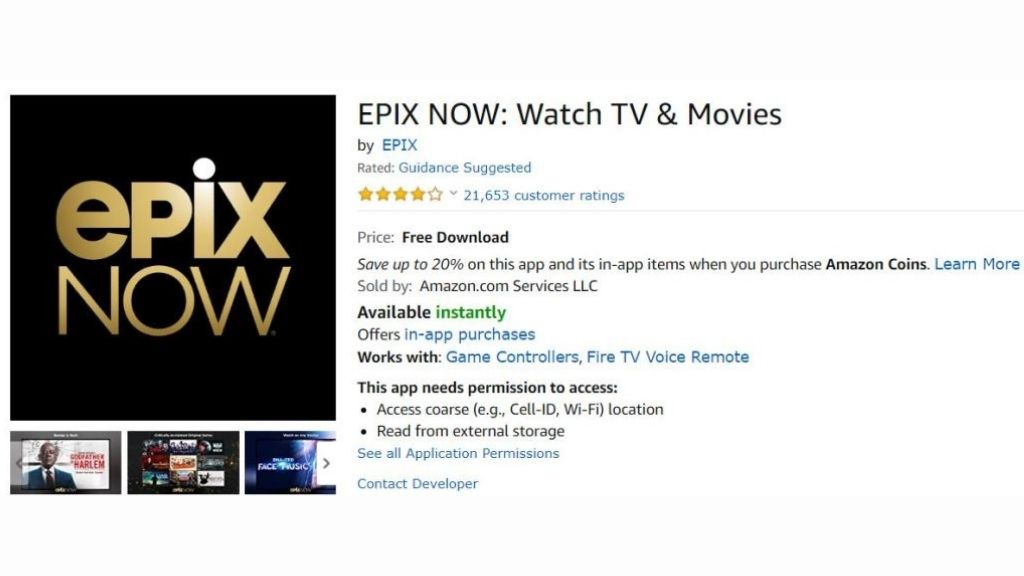epixnow.com/activate on Amazon Fire TV